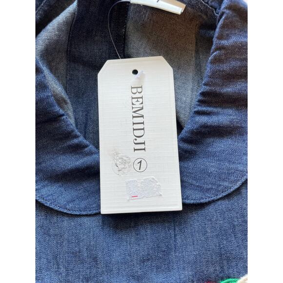 Bemidji chambray short sleeve dress blue denim collared pleated Size 1 US 12 mo - Picture 6 of 8